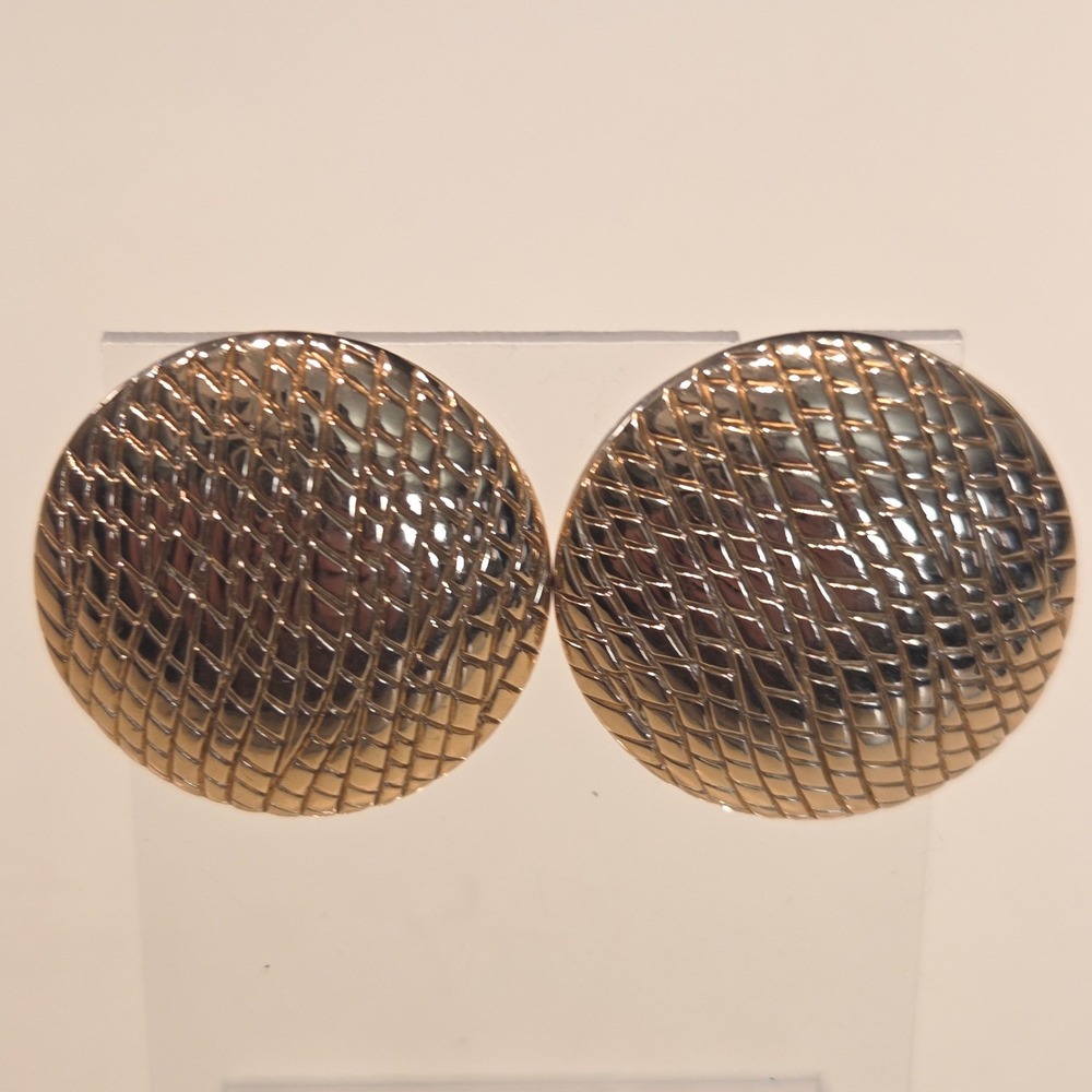 Vintage‎ VENDOME Signed Gold Tone Round Textured Button Stud Earrings Women's